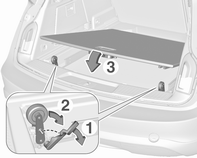 78 Eşya saklama ve bagaj bölümleri Bagaj bölmesinin üstünü tamamen örtmek için, bagaj kapağının iç tarafındaki dört sabitleme noktasını kullanarak perdeyi takın.