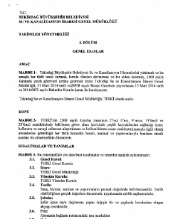 ABONE İŞLERİ DAİRESİ BAŞKANLIĞI TARİFELER YÖNETMELİĞİ YENİLENİYOR Yeni bir TESKİ TARİFELER YÖNETMELİĞİ hazırlanarak Genel Kurulun