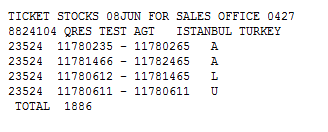 4.3 SĠSTEM BĠLGĠ Bu buton ile SatıĢ ofisi künyesi, envanter ve kullanılan sistemin versiyon bilgisine ulaģılır 4.3.1 SATIġ OFĠS KÜNYESĠ 4.3.2 ENVANTER GÖRÜNTÜLEME Tanımlı olunan seyahat acentesine ait bilet stoklarını görüntülemek için bu fonksiyon kullanılır.