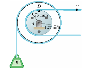 Soru B yükü uzamayan iki kablo yardımıyla çift makaraya bağlanmıştır. Makaranın hareketi C kablosuyla denetlenir.