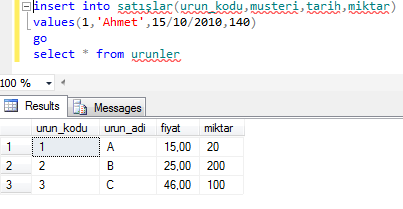 from inserted select @stok_miktari=miktar from urunler where urun_kodu=@u_kod if(@satis_miktari>@stok_miktari) print 'yetersiz stok miktari' rollback else update urunler set