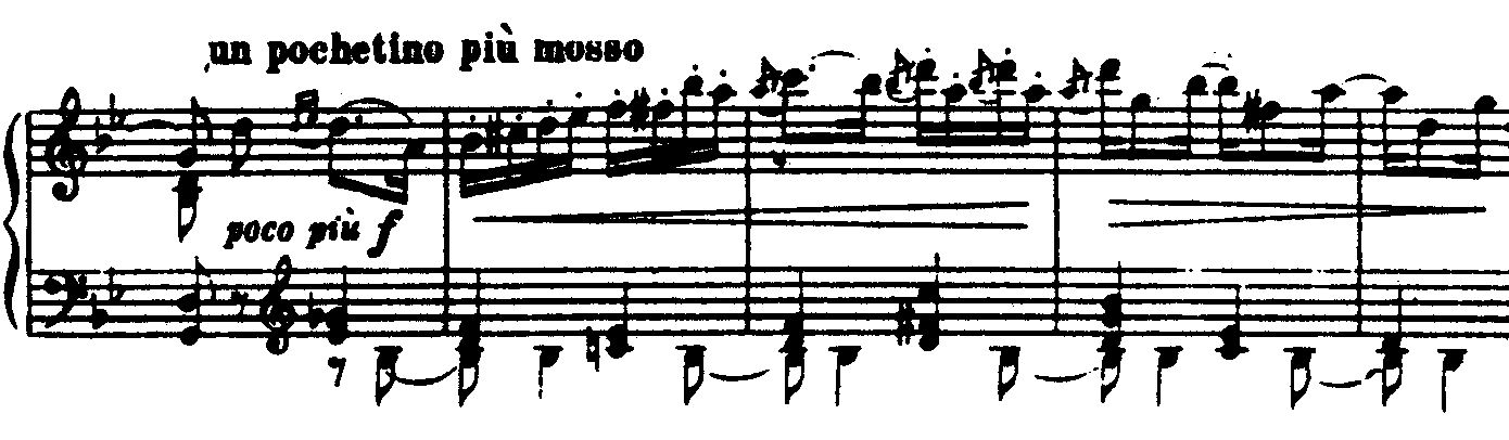 38 4 ölçülük 'b' teması 2 ölçü süren bir crescendo ile yükselir ve yine 2 ölçülük bir decrescendo ile azalır.