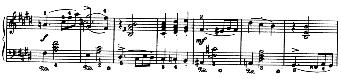 65 88. ölçüde 'Trio' olan B bölmesi başlar. Besteci eserde ilk defa orta bölmeye isim vermiştir. Trio a+a1, b+b1, a2+a3 olmak üzere 3 periyoddan oluşan sade üç bölmeli formdadır.