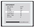 AUTO: IR LED parlaklığı CDS sensörü tarafından kontrol edilir. MANUAL: IR LED parlaklığını gece durumu olarak ayarlayabilirsiniz.