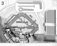 266 Araç bakımı Versiyon 2: Sports Tourer Kriko, aletler ve çekme halkası, bagaj bölmesinde, stepnenin altındaki alet kutusunda yer alır.