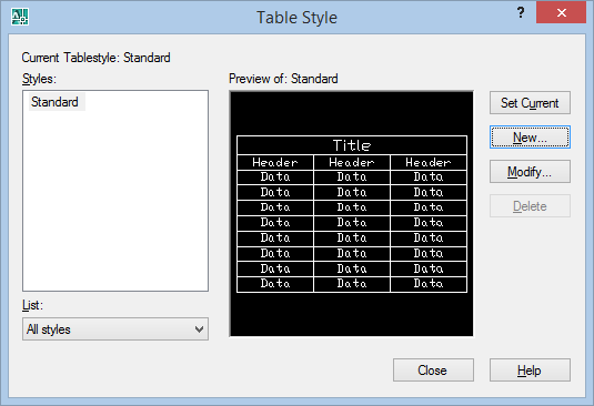 TABLE (TABLO OLUŞTURMAK) Çizim sırasında tablo çizmek gerektiğinde kullanılan komuttur.