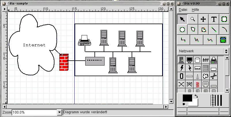 Vectör Grafik- dia Bir akış çizgesi (diyagramı) çizim programı. Dia, değişik türde çizgeler yaratmak için yazılmış bir programdır.