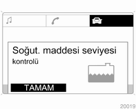 114 Göstergeler ve kumanda birimleri Dış hava sıcaklığı -20 C'nin altında ise veya araç aküsü gerilimi çok düşük ise veya sisteme aşırı yüklenildiyse üç defa "gong" sesi duyulur.