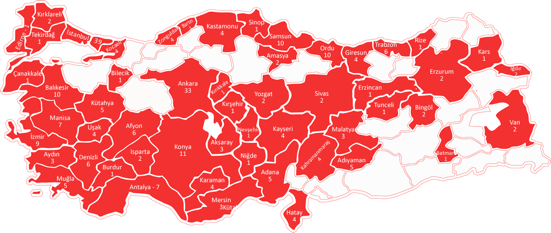 Etkinliğe Katılan Okul Sayıları 2015 yılı Bilge Kunduz Etkinliğine Türkiye genelinde 257 okul katılmıştır. İllere göre katılımcı sayısı Şekil 1 de gösterilmektedir.