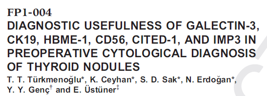 Galectin-3 CK19 HBME-1 CD56 CITED-1 IMP3 Sensitivity