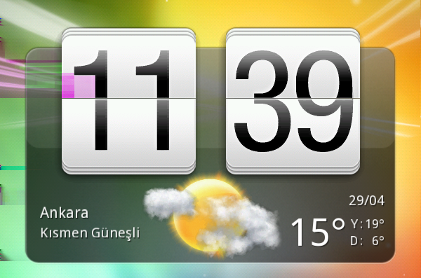 152 Android Market ve diğer uygulamalar Saat'i kullanma HTC Saat widget'i hakkında Geçerli tarihi, saati ve konumu görmek için HTC Saat widget'ini kullanın.
