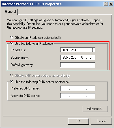 4. Bilgisayarınızın IP adresini ayarlayın ve Tamam'ı tıklatın. "Aşağıdaki IP adresini kullan"ı tıklatın.