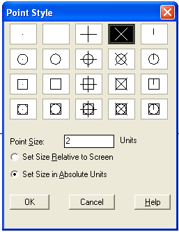 Set Size Relative to Screen (Ekran boyutunun göreceli ayarlanması) seçeneği nokta büyüklüğünü ekran çizim alanının % si cinsinden belirler.