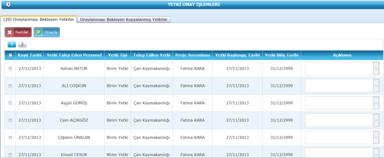 Listelenen kayıtlar üzerinden detay butonun basılarak talebin aşamaları izlenir. Resim 4.5: Talep detay bilgisi 5.