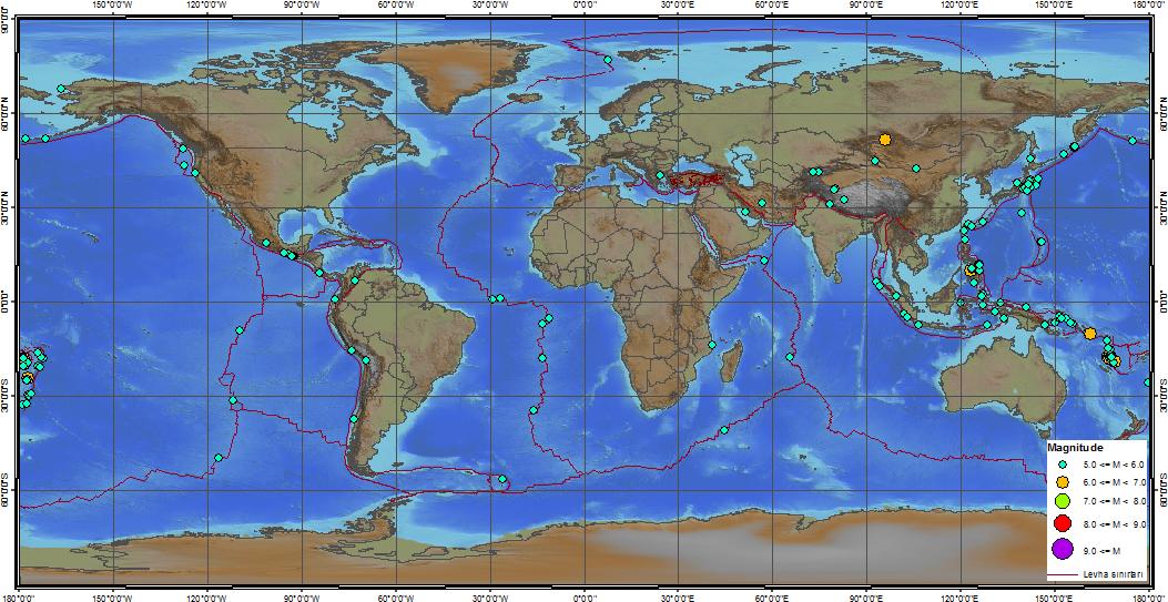 1 2012 Şubat ayında Dünya da meydana gelen M 6.0 olan depremler (EMSC) Tarih Saat Enlem Boylam Derinlik Büyüklük Yer 02/02/2012 13:34:39-17.71 167.19 10 Mw 7.1 VANUATU 03/02/2012 03:46:24-17.38 167.