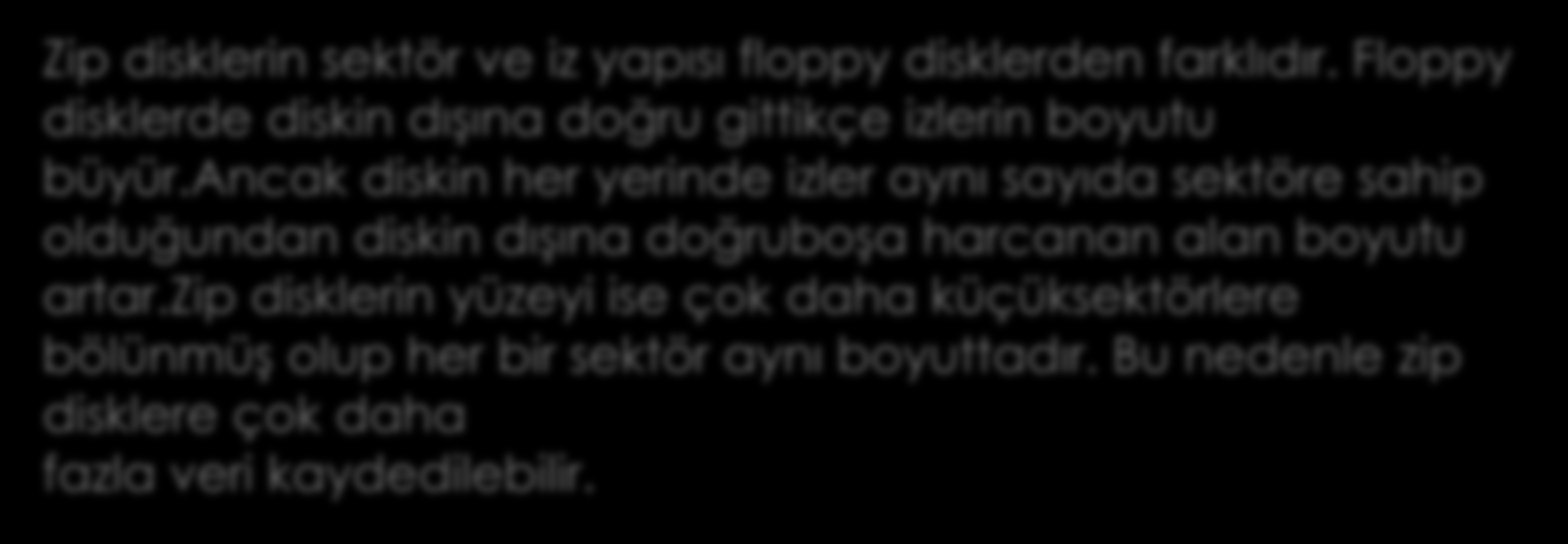 ancak diskin her yerinde izler aynı sayıda sektöre sahip olduğundan diskin dışına doğruboşa harcanan alan