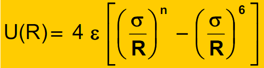 Van der Waals Etkileşmesi Birbirinden uzaklığı R olan iki atomun toplam potansiyel enerjisi genellikle, şeklinde ifade edilir.