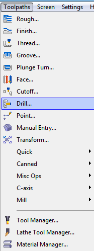 6. Drill Takım Yolu Oluşturma A-Toolpats menüsünden Drill seçilir B-Punta matkabı seçilir