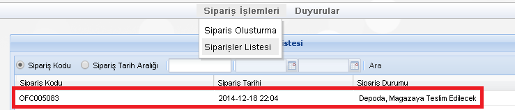 Onayla butonuna tıkladığımızda sipariş artık tedarikçiye iletilmiş olacaktır. Siparişimizi onayladıktan sonra onaylanmış siparişler listesinde görebiliriz.