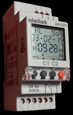 ASTRONOMİK ZAMAN RÖLESİ AR-02D-NFC (2 x 10A) ATEL TEKNOLOJİ ve SAVUNMA SANAYİ A.Ş. Hilal Mah. 677. Cad.