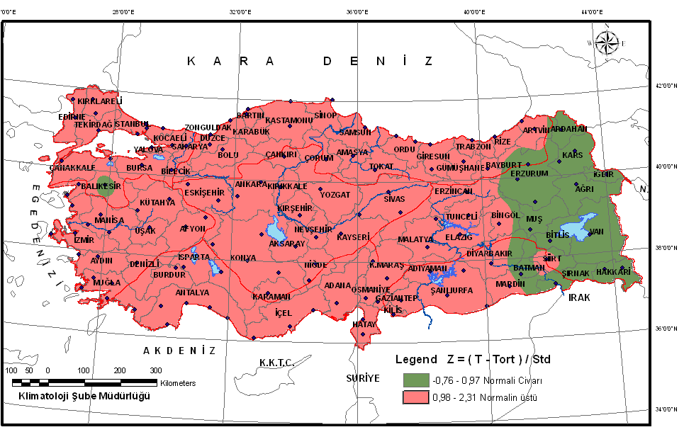 Aylık sıcaklık analizleri (URL1)