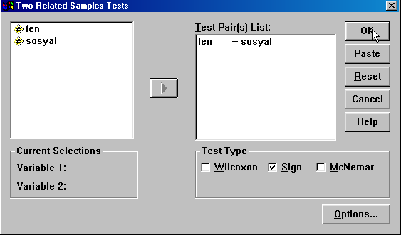 3-Gelen pencerede Test (pairs) List alanına iki değişken taşınır.