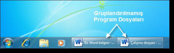 Eğer gruplandıran program sembolünün üzerine gelinirse, aynı türdeki dosyalar ve isimleri aşağıdaki gibi küçük ekranlarda görülebilir.