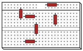 Şekil 2. Protoboard ın iç yapısı. Protoboard ı Nasıl Kullanmalıyım? Protoboard kullanılırken dikkat edilmesi gereken en önemli nokta, direncin uçlarını aynı bağlantı üzerine getirmemektir.