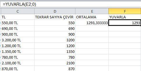 =YUVARLA(45,65;1) YUVARLA ile ilgili bir fonksiyon: Dikkat Edelim Formu lleri yazmadan o nce mutlaka es ittir (=) is aretini kullanmalıyız.