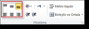 4.3.Hizalama ve kenarlıklar 4.3.1.Hücre içeriğinin hizalanması Excel'de hücrelere girilen bilgiler tiplerine göre otomatik olarak yerleşirler.