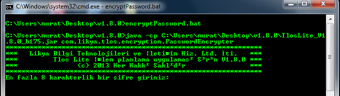 10.1 E-posta şirfresinin gizlenmesi Tlos Lite Scheduler yapılandırma dosyasında e-posta bildirimleri için kullanılacak e-posta hesabının şifresi encrypt edilmiş şekilde saklanmalıdır.