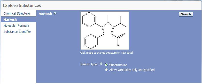 Markush Arama - devam 1. Markush araması Explore Substances içerisinde bir seçenektir ve SSM (Substructure Search Module) modülü olan her SciFinder abonesinin kullanımına açıktır. 2.