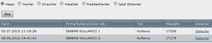 Şekil 16. Yeni Kullanıcı Ekleme Sayfası Alt Başlıkları ekran görüntüsü.