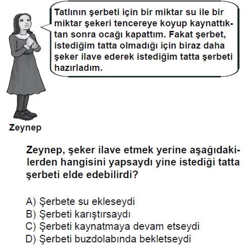 Şekerin en kısa sürede çözünebilmesi için tane boyutunun en küçük, çözücü sıcaklığının en fazla olması gereklidir. Bu duruma uyan düzenek İlay ın düzeneğidir. Doğru cevap D seçeneğidir.