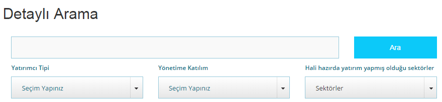 4.2. Detaylı Arama Detaylı arama, şirket, şirket ortağı ya da yatırımcıların kapsamlı filtreleme yöntemleri ile sorgulanabildiği bir arama motorudur.