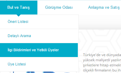 Açılan pencerede İlgi Bildirimi Gönder butonuna tıklanarak ilgi bildirimi gönderilir ve ekranın üst kısmında aşağıdaki mesaj belirir: Bilgi: İlgi bildirimi gönderme başarılı oldu İlgi bildirimi alan