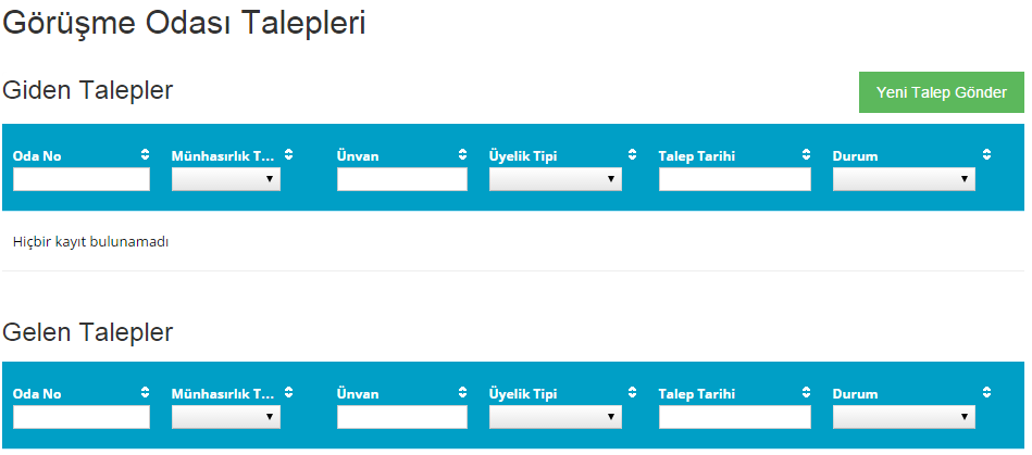 8. Görüşme Odası Görüşme odası, akredite üyelerin ve bu üyelere hizmet veren aracı ve servis sağlayıcı üyelerin birbirleri ile güvenli bir şekilde mesajlaştıkları, doküman paylaşımında bulunarak