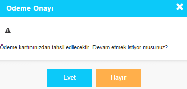 Şekil 10-9: Sanal Pos ile ödeme Şekil 10-10: Sanal Pos ile Ödeme Mesajı Ödeme kartınınızdan tahsil edilecektir.