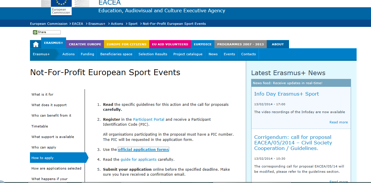 EACEA website: http://eacea.ec.europa.