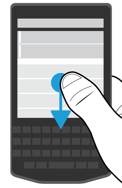 BlackBerry Hub ve e-posta Sonraki veya önceki mesaja gitme 1. Mesajlar listenize göz atmak için, mesajın içinde parmağınızı yavaşça mesajın sol ucundan sağa doğru kaydırın. 2.