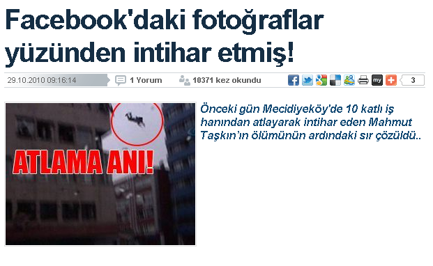 Facebookta yayınlanan istenmeyen