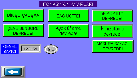 4. FONKSĐYON AYARLARI Makina mod ayarı buradan yapılır. Makinada iki mod vardır. Dikişli çalışma otomatik lastik birleştirme modunda çalışır. Dikişsiz kesme modunda makina sadece boy kesme yapar.