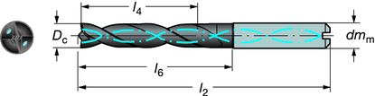 DLİK DLM CoroDrill Delta-C yüksek hassasiyetli karbür matkaplar CoroDrill Delta-C 6 7 D c R850 Alüminyum Matkap çapı: 5,0-14,00 mm (,197-,551 inç) İçten kesme sıvısı temini Maksimum delik 6-7 D c