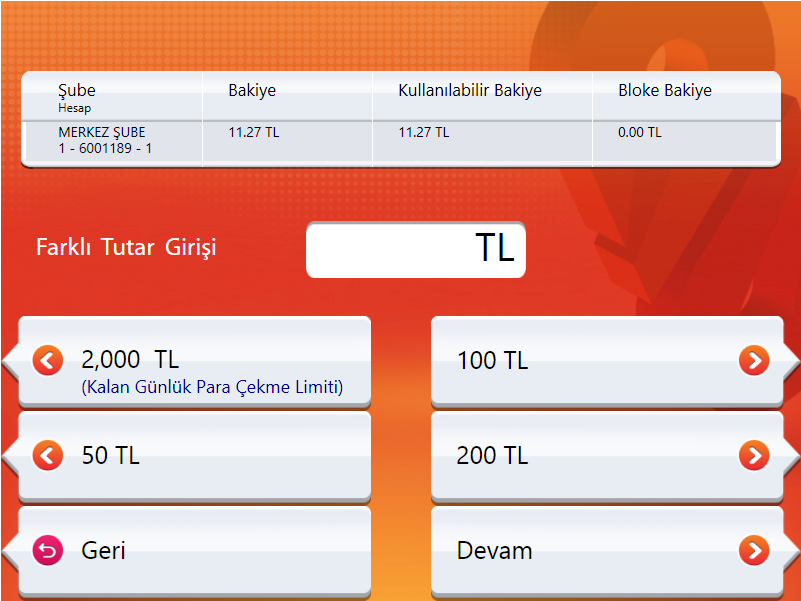 ATM den Para Çekme İşlemi Nasıl Yapılır? 1. Adım : Para Çekme İşlem Seçeneği 2. Adım : Çekim yapılacak Hesap Seçimi 3. Adım : Çekilecek Tutar Seçimi ya da Tutar Girişi 4. Adım : Tutar Onayı 3.