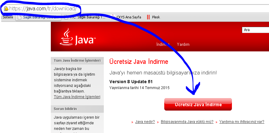 Bilgisayarımıza internetten Java