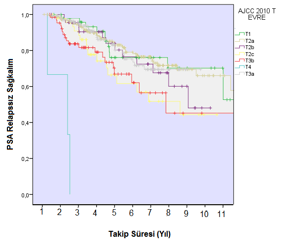 Şekil 4.13 T Evresine Göre PSA Relapssız Sağkalım 4.2.
