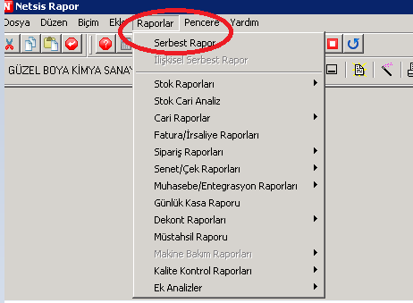 Bu işlemlerden sonra ilgili rapor alınabilir.