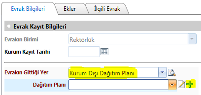 3 Kamu kuruluşu seçilir ise açılan Evrak Kurum/Birim Kodu alanında bulunan seçim butonuna basılır.