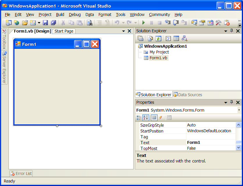 Visual Basic 2005 Zeydin PALA Personel Web Site Starter Kit İçerisinde birçok sayfa bulunduran ve kullanıcıya yol göstermesi amaçlanan örnek bir site alt yapısı oluşturur. Empty Web Site ASP.