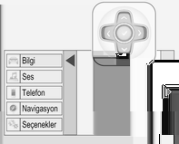 Göstergeler ve kumanda birimleri 117 Orta gösterge Menü ve fonksiyonların seçimi Sinyal kolu üzerindeki tuşlar ile menü ve fonksiyon seçilebilir.